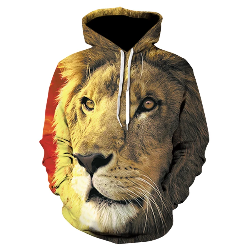 

Men's 3D Harajuku Lion Head Hoodie With A New Animal-character Print Hoodie, And 2021 Brand Hoodie With A Retro Tracksuit Street