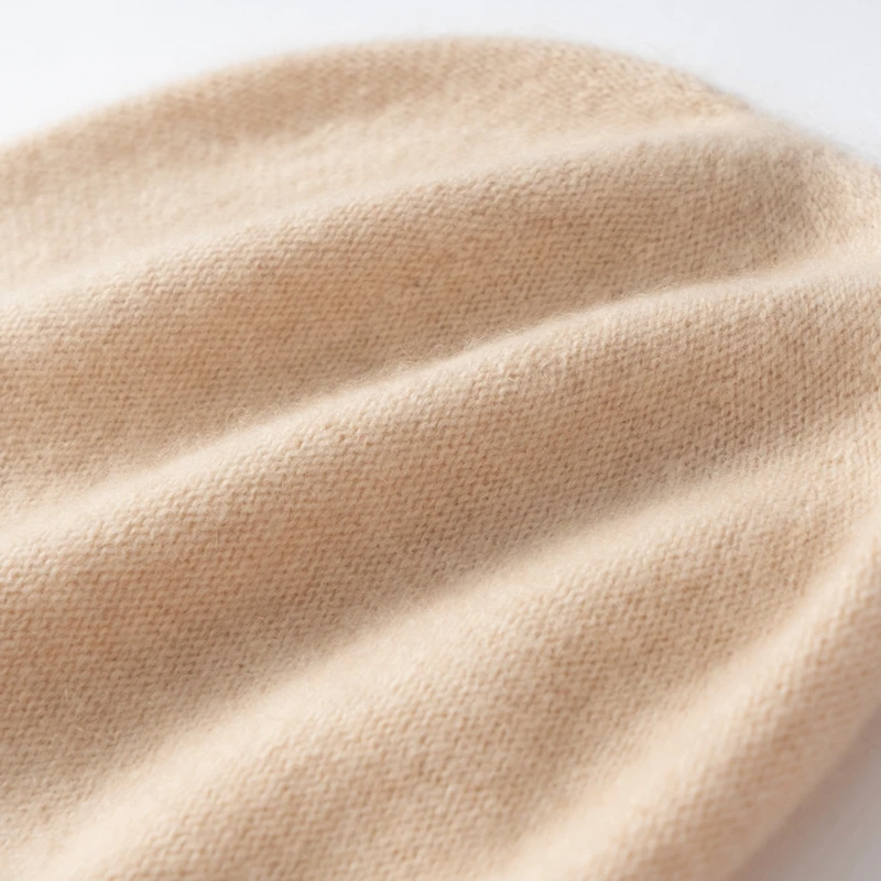 Women Hats 2025 Winter New 100% Cashmere Knitted Headgears Soft Warm Hat Outdoor Casual Thicken Girl Cap Lady Cap 6 Colors - 4