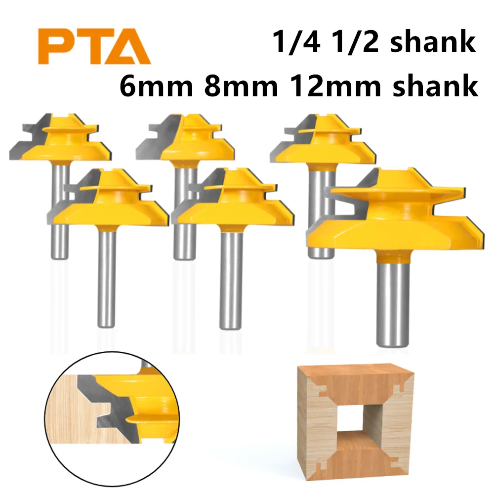 1PCS 6mm 6.35mm 8mm 12mm 12.7mm 45 Degree Lock Miter Router Bit ...
