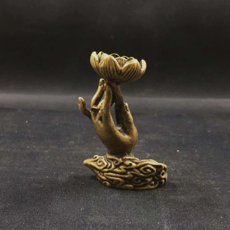 Vintage Hand Lotus Incense Smoke Waterfall Incense Base Metal Backflow Incense Holder For Home Teahouse Tea Table