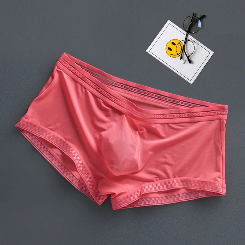 Hot Selling Ice Silk Men Underwear Seamless Transparent Boxer Shorts Ultra-thin Breathable Comfortable Panties Men's Boxers