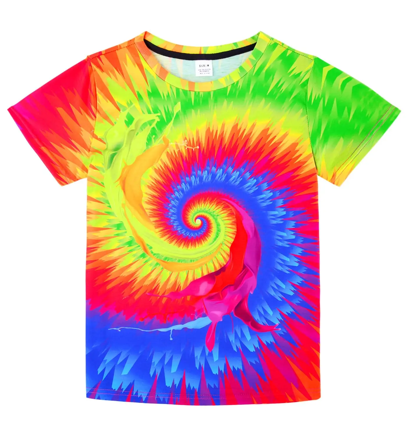 New Hot Sale Children's Men's Casual T-shirt Color Vortex 3D Printing Short Sleeve Boys Comfortable Kids O-Neck Girls' Tees 5