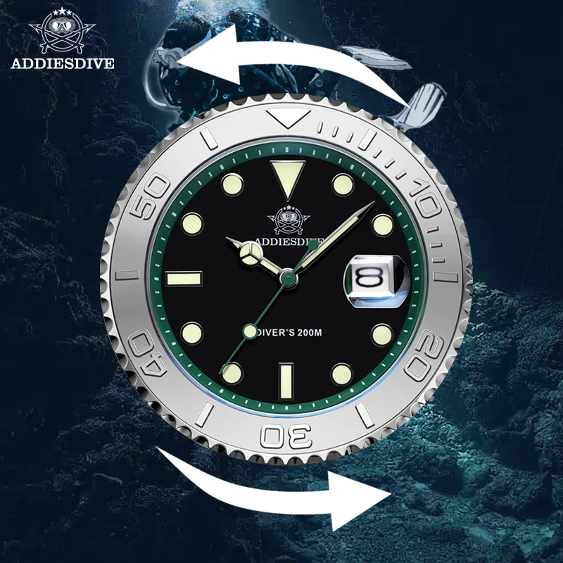 ADDIESDIVE AD2040 NEW Fasion Quartz Sport Watch TPU Watch Band 20Bar Waterproof BGW9 Super Luminous Watch For Men Montre Homme