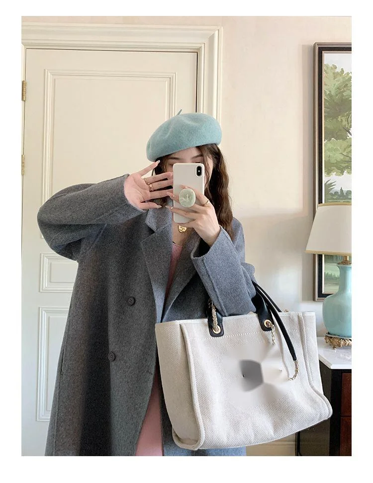 Pink Double sided Cashmere Women's 2023 Autumn/Winter New Korean Loose Mid length Hepburn Style Fleece Coat_voghion.com
