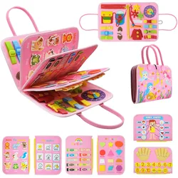 Montessori Sensory Busy Board for Early Education and Fine Motor Skill Development (A Pink)