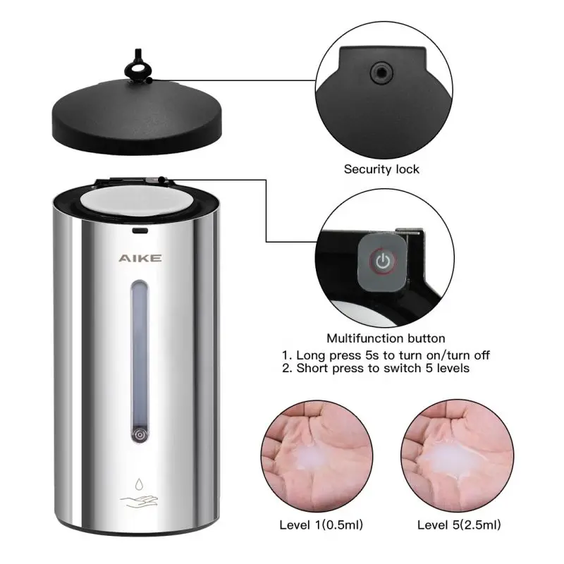 sensor de aco inoxidavel desinfetante para as maos banheiro 800ml 01