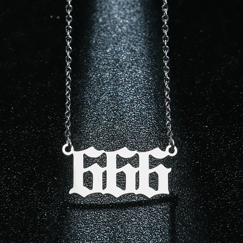 Moda paslanmaz çelik şanslı melek numarası 666 kolye kolye için