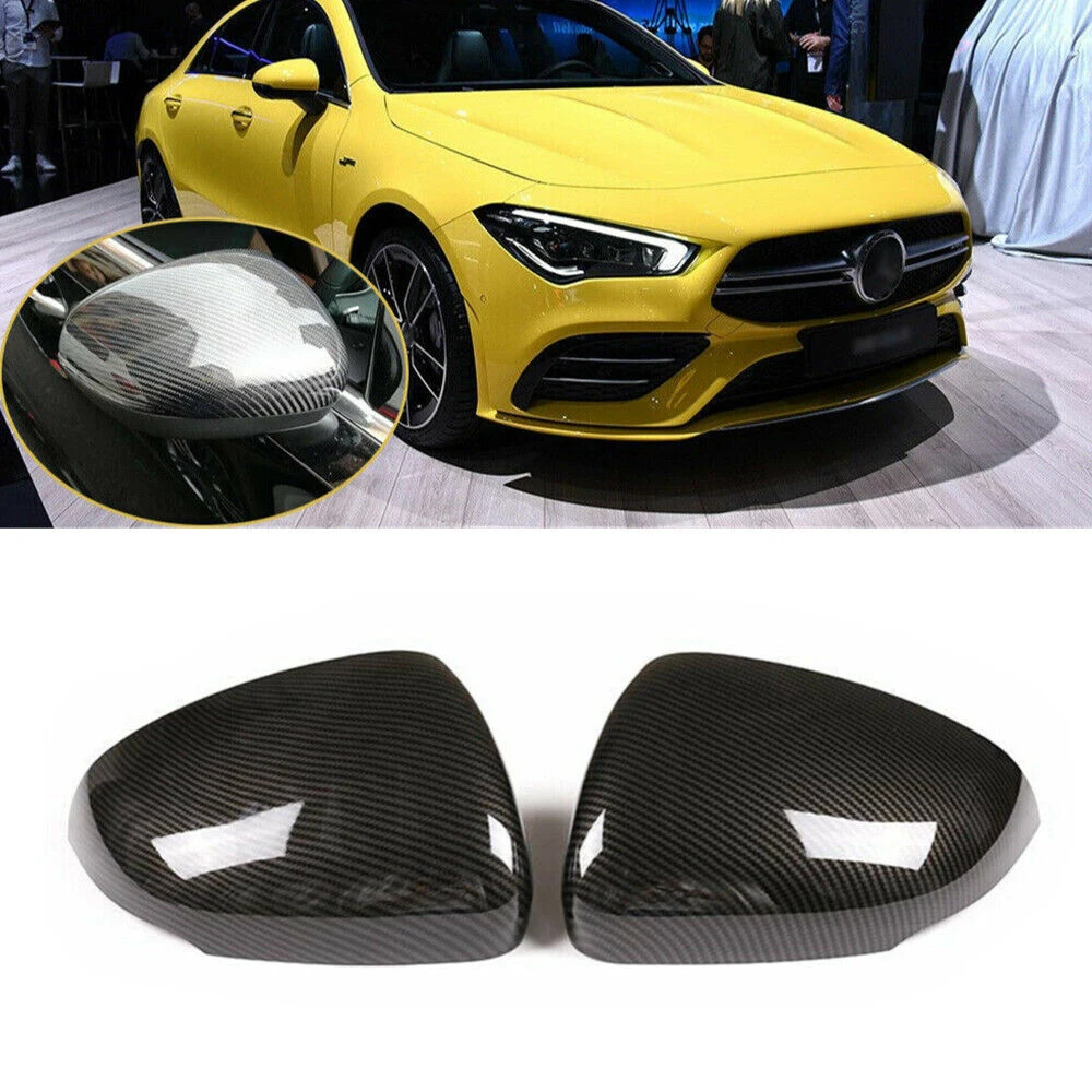 For Mercedes Benz A Class CLA W177 C118 2019-2021 LHD Car Rearview Side Mirror Cover Sticker Cap Exterior Door Case Trim Carbon