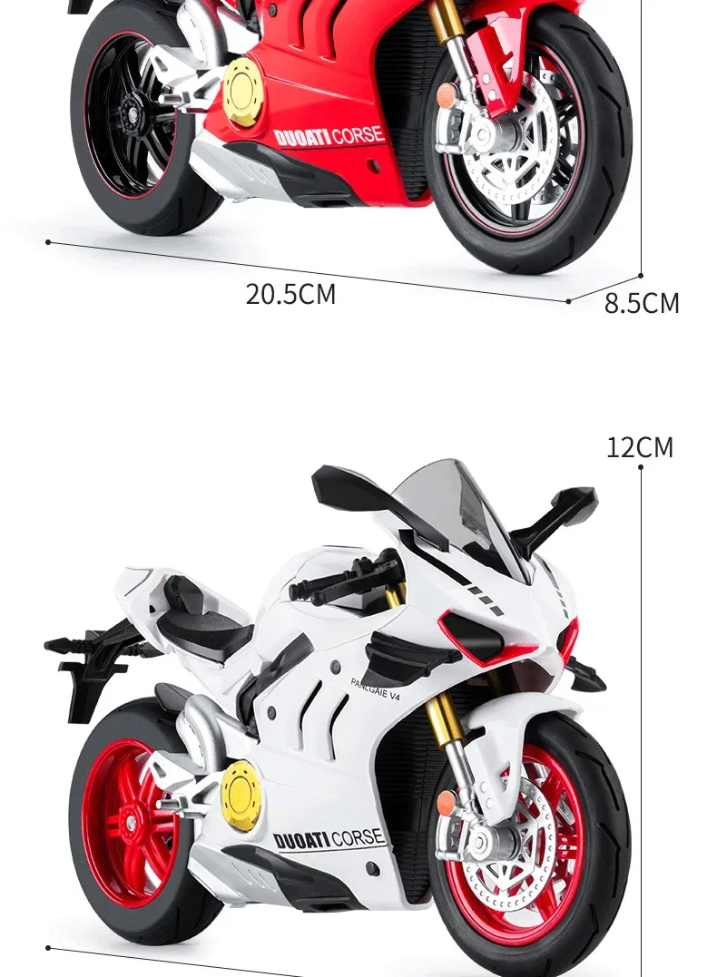1:10 Ducati V4S BMW S1000RR Kawasaki H2R Druckguss Motorrad Modell Fahrzeug Sammlung Sound und Licht Off Road Autocycle Spielzeug – Detail 23