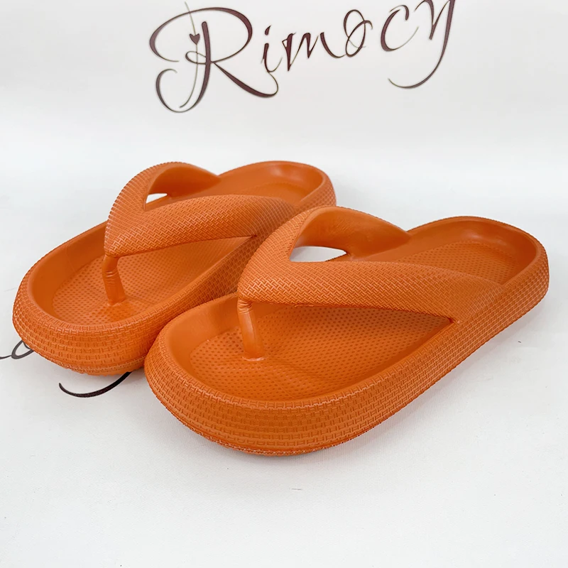 Rimocy weiche Sohle Eva Frauen Flip Flops Sommer Strand rutsch feste Cloud Hausschuhe Frauen dicke Plattform Clip Toe Bad Rutschen – Detail 3