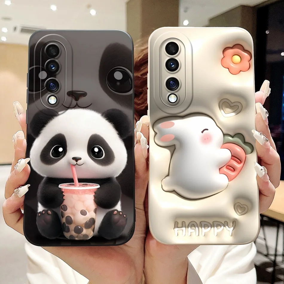 Cute Panda & Rabbit Cartoon Soft Silicone Shockproof Case - Fits Select Honor Models
