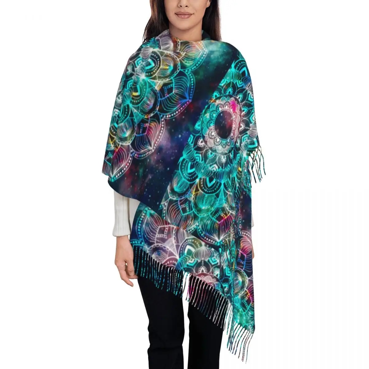 

Персонализированный Печатный акварельный цифровой искусство длинный ворс бахрома мужской шарф женский шарф против холода