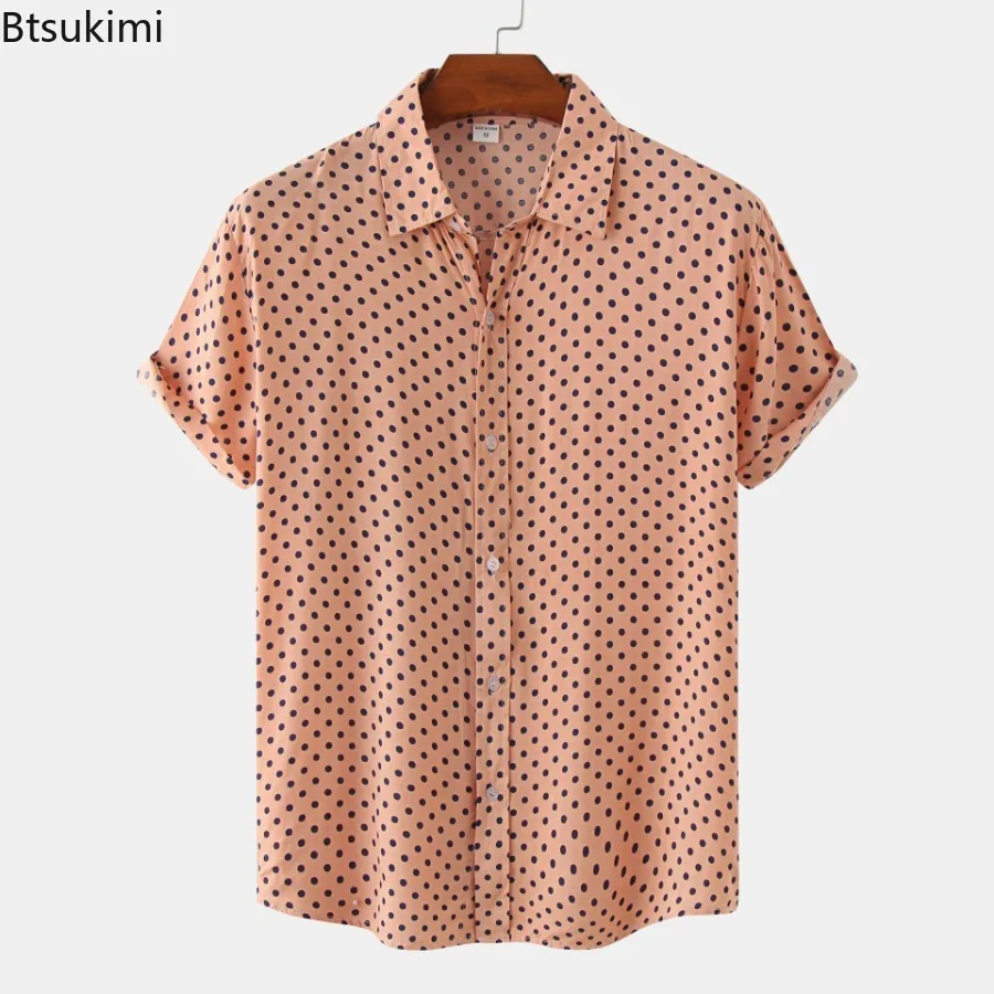 Summer New Floral Shirts Men's Hawaiian Style Short Sleeve Casual Shirt Fashion Polka Dot Blouse 2024 Vacation Camisas De Hombre