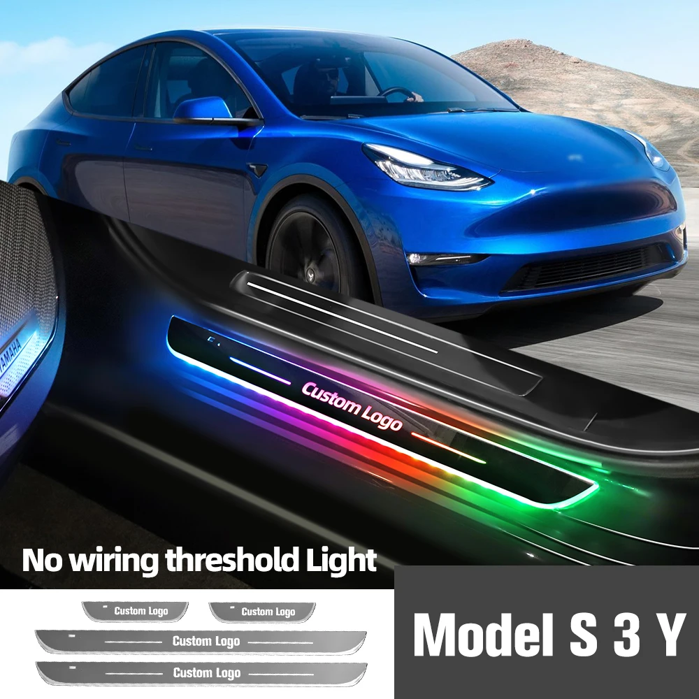 

Для Tesla Model S 3 Y 2012-2023 2019 2021 2022 автомобиль, логотип на заказ, фотография, порог, аксессуары