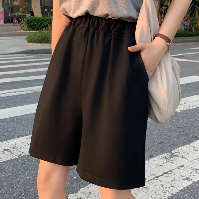 Summer Shorts Women Elastic High Waist Punk Streetwear Fitness Biker Shorts Korean Casual Loose Female Bottoms Cycling Shorts