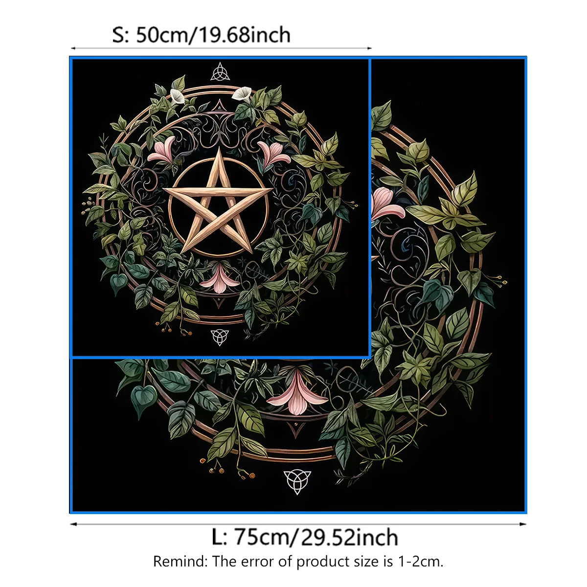Pagan Altar Cloth with Star Pattern Vibrant Floral & Plants Vines Tarot Cloth For Divination Decor Witchcraft Oracle Cards Pads 6