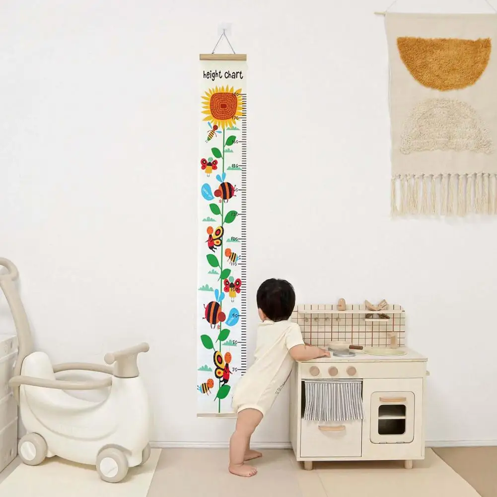 Height Tracking Canvas for Kids Children's Growth Chart Wall Hanging with Cartoon Animal Print for Boys Girls Kids Bedroom