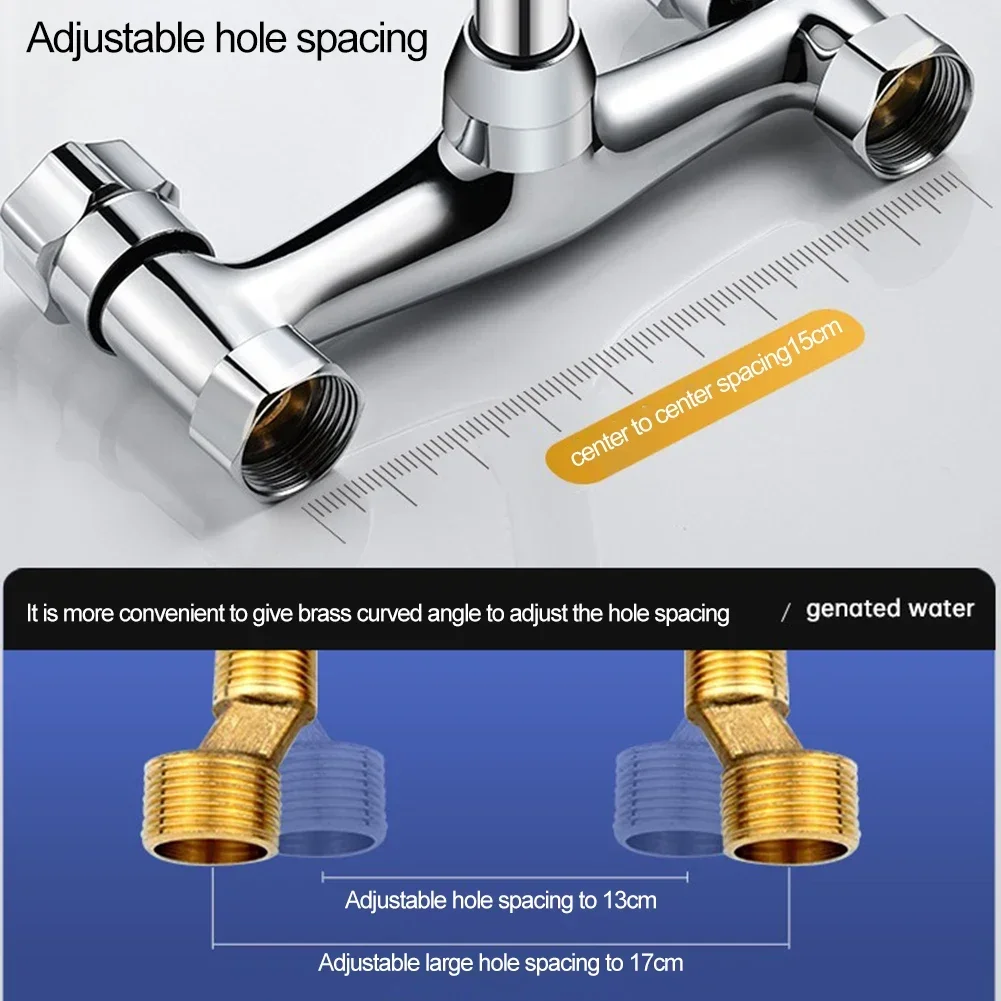 Kitchen Faucet High Pressure Brass Kitchen Sink Faucet Mixer 360 Degree Swivel Double Hole Hot And Cold Mixing Valve Stopcock 6