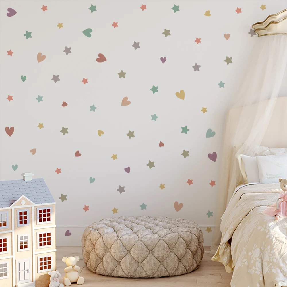 Small Fresh color DIY Wall Stickers for Display Cabinet Window Refrigerator Tile Glass Decor Art Removable Hearts Stars Decals wall stickers window stickers
