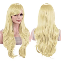 Vibrant 70cm Water Wave Cosplay Wig with Bangs - 28inches (Blonde)