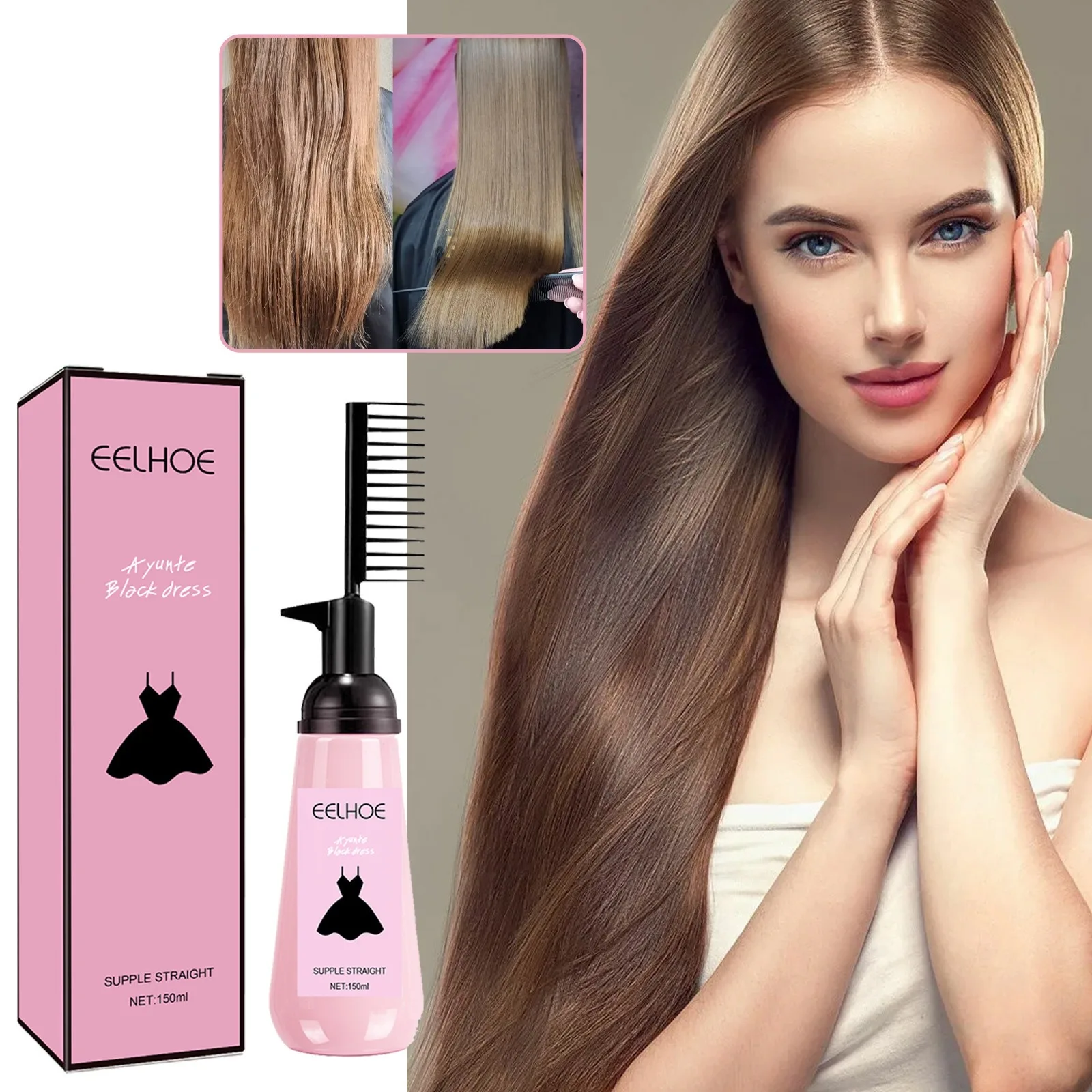 150ml Straightening Hair Care Cream Hair Comb Straightening Cream Smooth Nourishing Dry