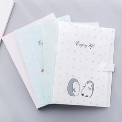 A4 Document Bag Paper File Folder Stationery Multi-layer Cartoon Cute Student Large Capacity Storage Expanding Wallet 5 grid