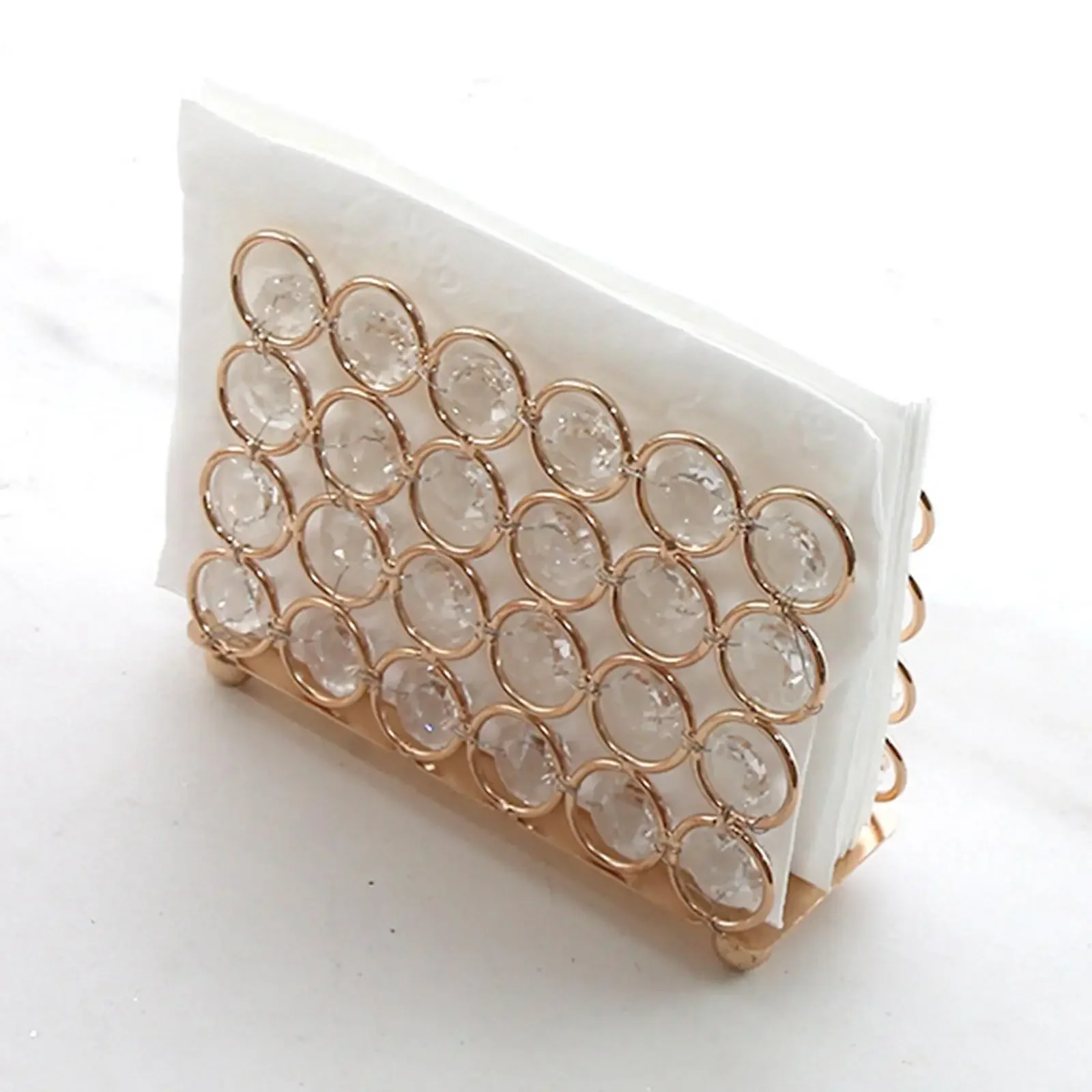 Holder Gold Crystal Square Vertical Tissue Restaurant Metal Board Creative Napkin Box