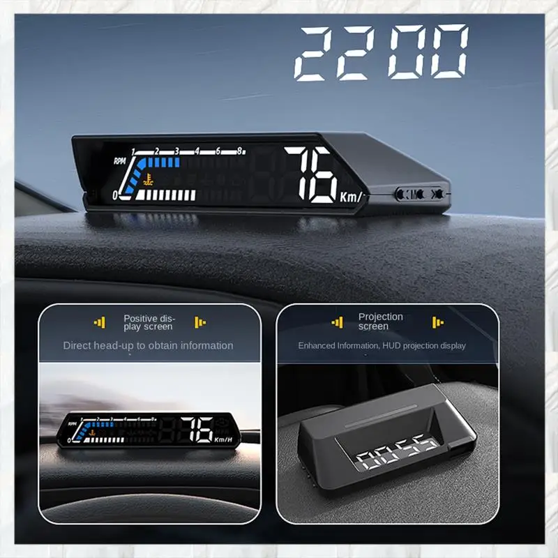 1 Piece S100 Dual Display HUD Head-Up Display Black Plastic Vehicle Instrument Transmission Oil Temperature Monitoring