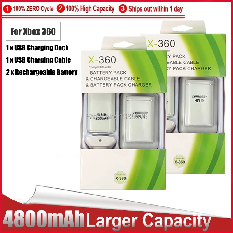 Portatile Doppia Batteria Ricaricabile + Usb Cavo Del Caricatore Pack Per Xbox 360 Controller Wireless
