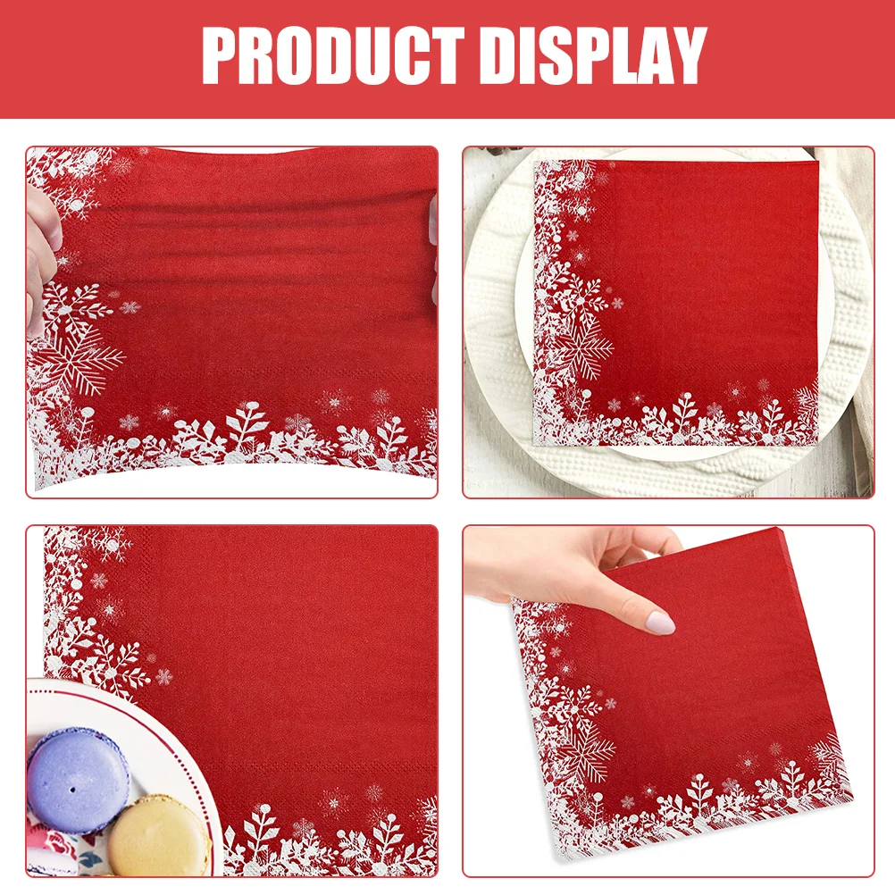 Paper Napkins 20 Sheets Winter Christmas Napkins Red Decorations Paper Holiday Bathroom Hand Towels