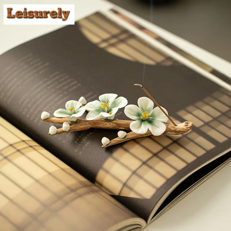Plum Blossom Incense Insertion Handmade Thread Sandalwood Base Home Tea Table High Beauty Decorative Ornament Decoration