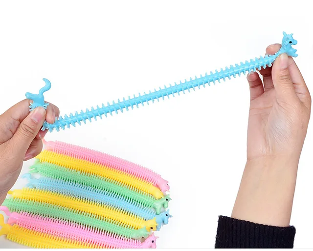 30-3PCS Funny Unicorn Pull Worm Noodle Fidget Toys Stretch String TPR Rope Anti Stress Toys String Stress Relief Autism Vent Toy 4