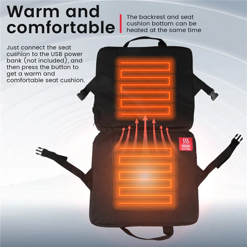 AC54-휴대용 가열 경기장 좌석 패드 따뜻한 가열 좌석 매트 스포츠 이벤트, 캠핑, 여행을위한 등받이 지원이있는 관람석 용
