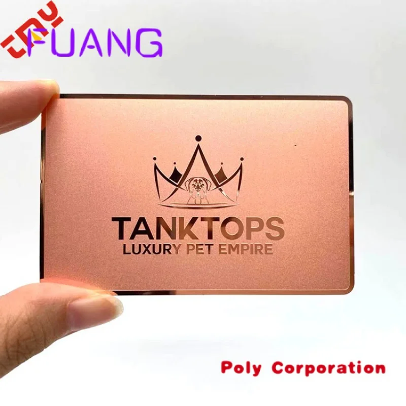 Custom  High Quality Cheapest Price Custom Metal Business Card,Custom Metal Rose Gold Mirror Business Cards Printing With Own De