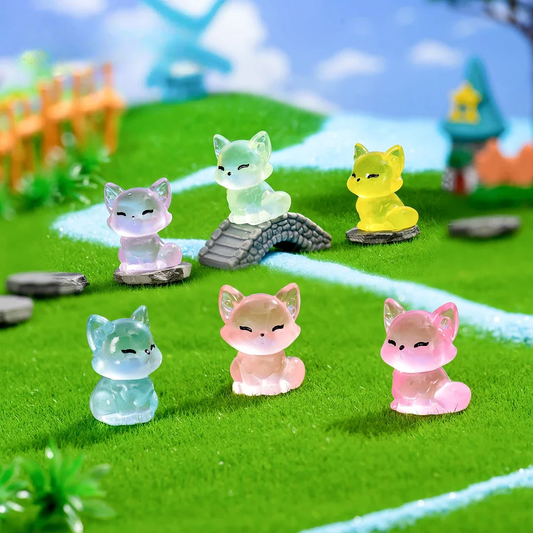 10/20/50PCS Luminous Mini Foxes Fairy Garden Decoration Glow At Night DIY Miniature Figurines Home Decor Desktop Ornament 2