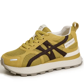 AUTUSPIN Summer Sports Shoes Women Retro Breathable Mesh Sneakers Outdoor Casual Leather Footwear Walking Hiking Female Shoes 2