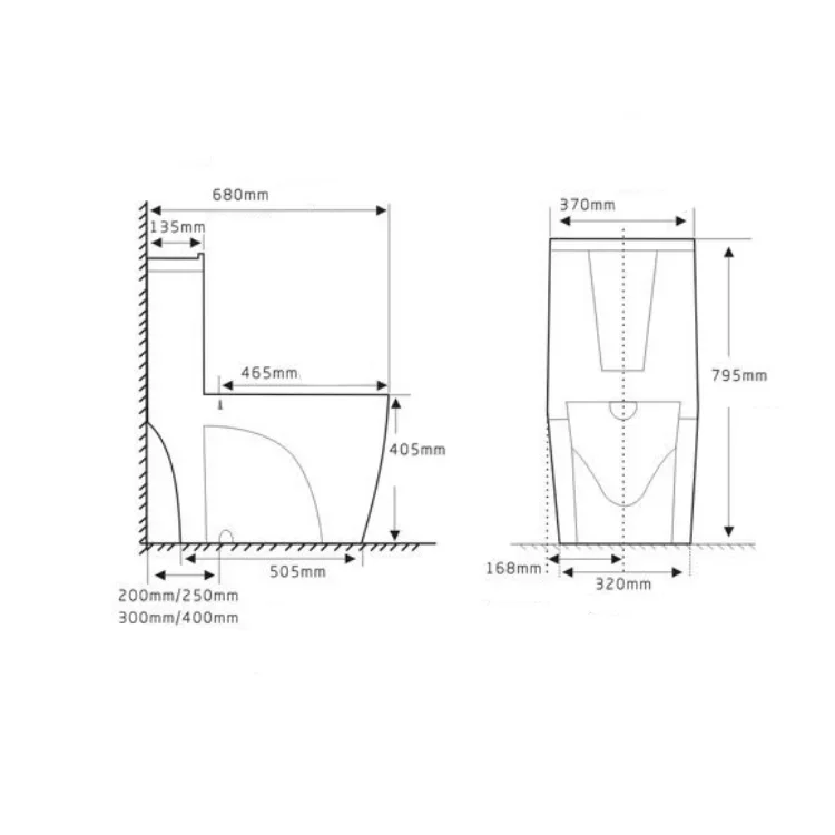 Description Picture 4 of itemOne Piece Black Closestool WC Pan Cyclone Fluishing S-Trap Floor Mounted Luxious Villa Bathroom Seat Toilet Wash Down Toilet