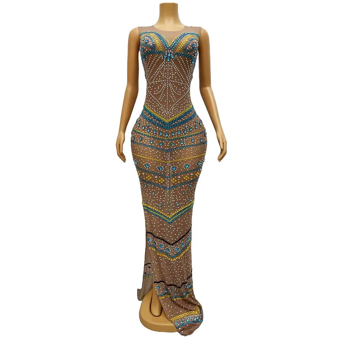 

Новый дизайн, красочное женское Прозрачное платье, танцевальный костюм, праздничные платья на день рождения, имбин C148