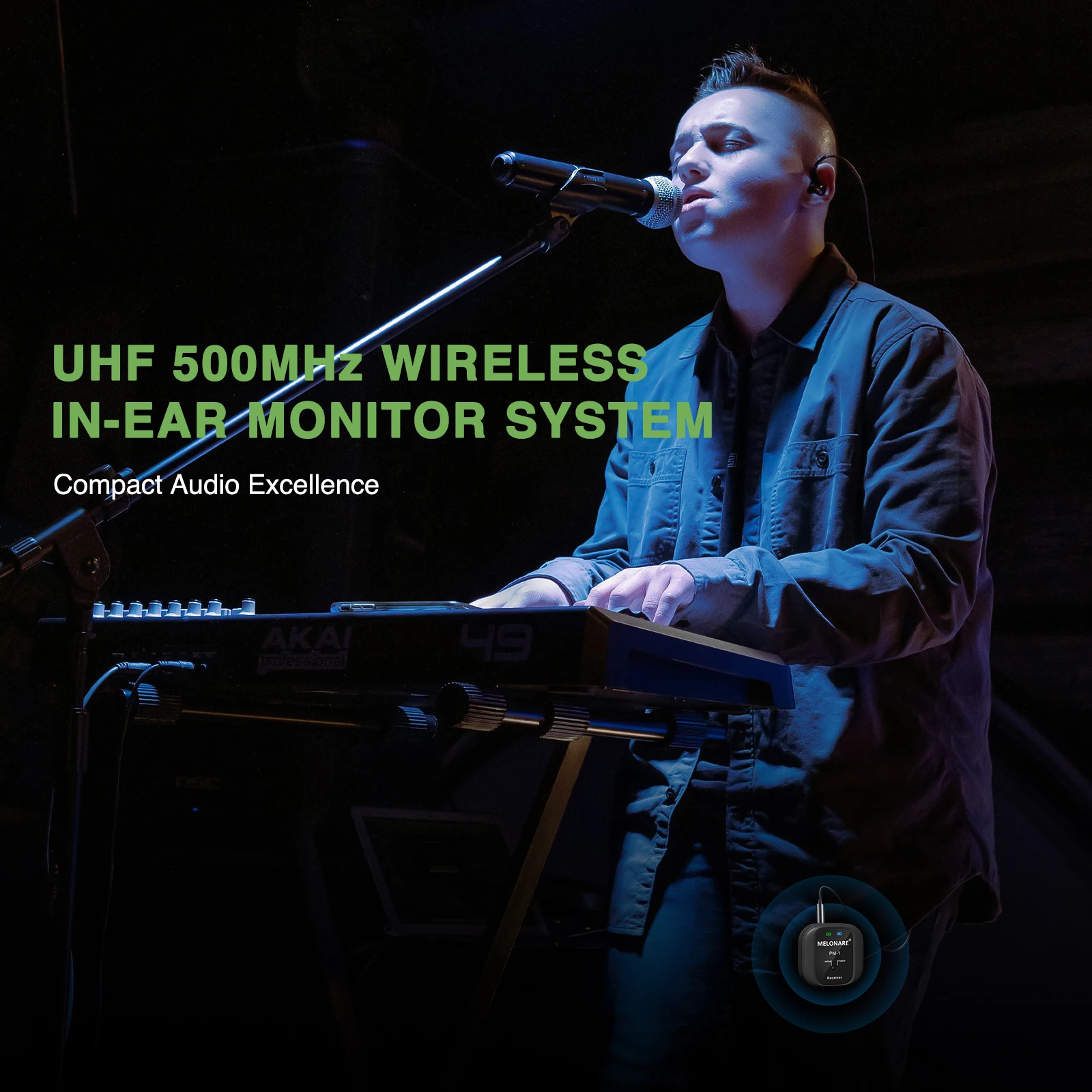 Wireless in ear monitor USB rechargeable transmitter&receiver support mono/stereo UHF 500MHz for live