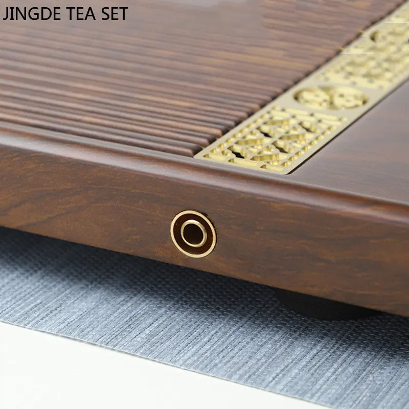 Large Size Solid Wood Tea Tray with Drainage Tank High Grade Puer Tea Table Chinese Teaware Storage Supplies Tea Ceremony Tool