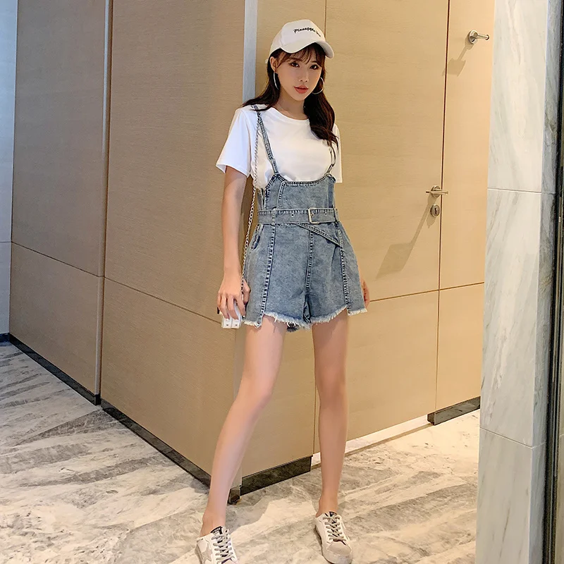 Feynzz 2022 New Korean Version Loose And Thin Beauty Denim Overalls Women's Five-point Pants Shorts Trend Student Suspenders