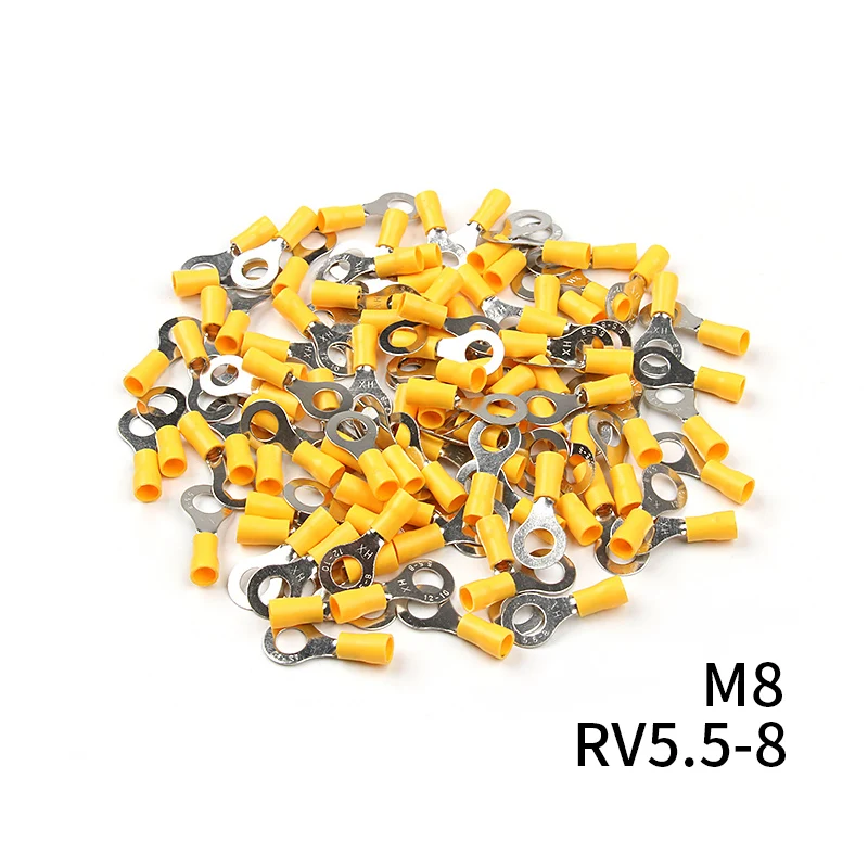Description Picture 6 of item100/50/10Pcs Yellow RV5.5 M4-M8 Ring Crimp Terminal Insulated Electrical Cable Wire Connector 12-10AWG