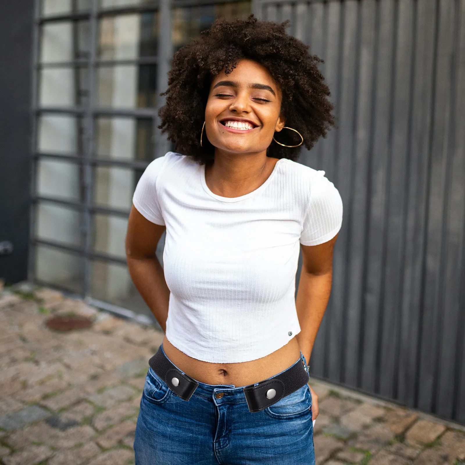 2Pcs 보이지 않는 탄성 허리 벨트 버클 없음 조정 가능한 편안한 스트레치 벨트 청바지 바지 여성 남성 캐주얼 드레스