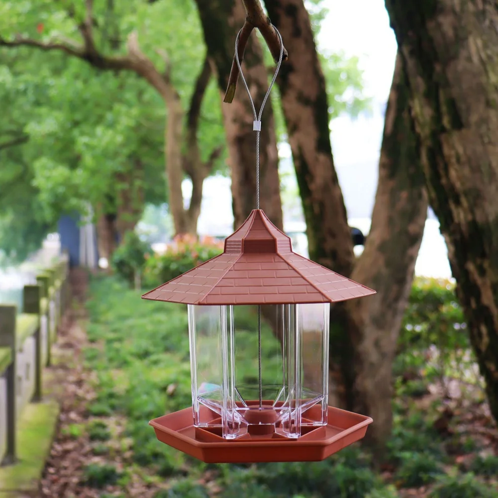 Garden Yard Outdoors Decoration Hexagon Shaped Large Capacity Easy to Use Gazebo Bird Feeders Wild Bird Feeder 5