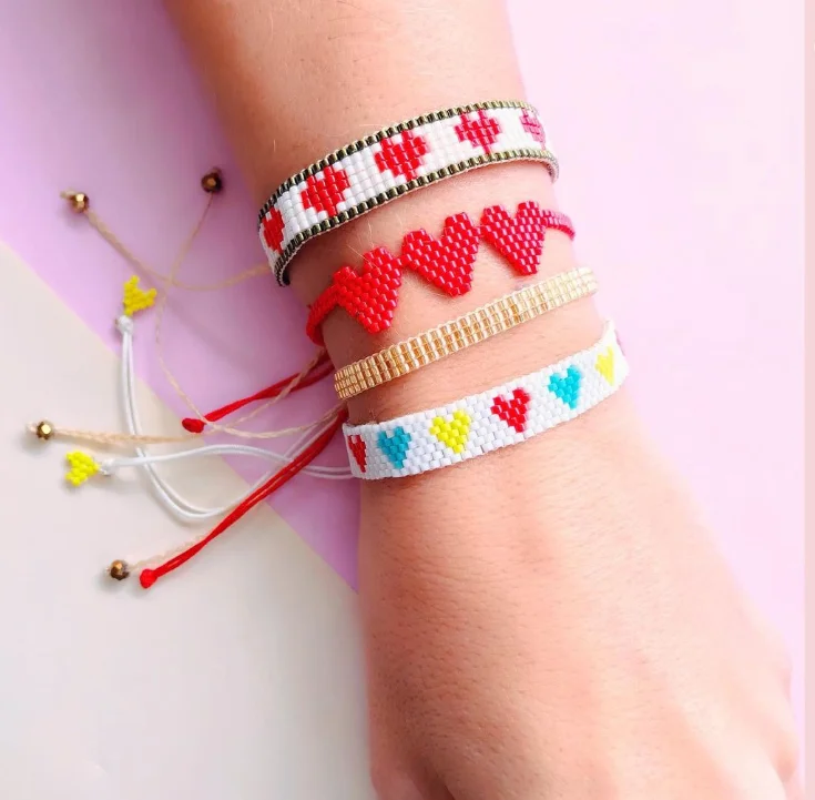 

Красочный браслет в форме сердца Миюки, модный подарок для женщин и мужчин на День святого Валентина