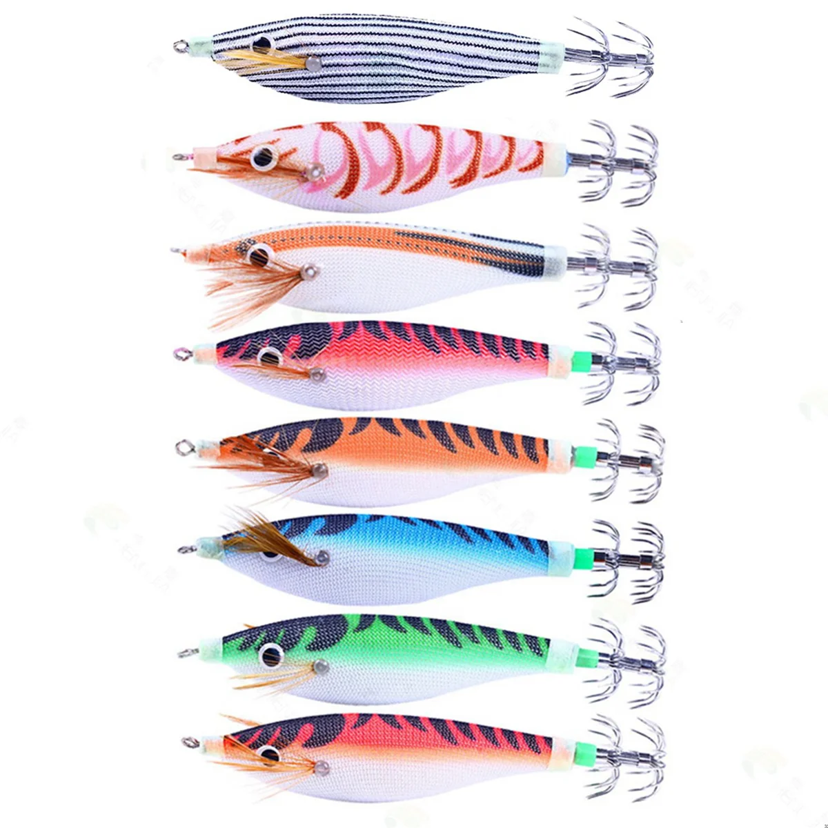 BAAU 16Pcs 9.6G 10cm Luminou Jig Fishing Wood Shrimp Lure Cuttlefish Jigs Lures Fishing Baits