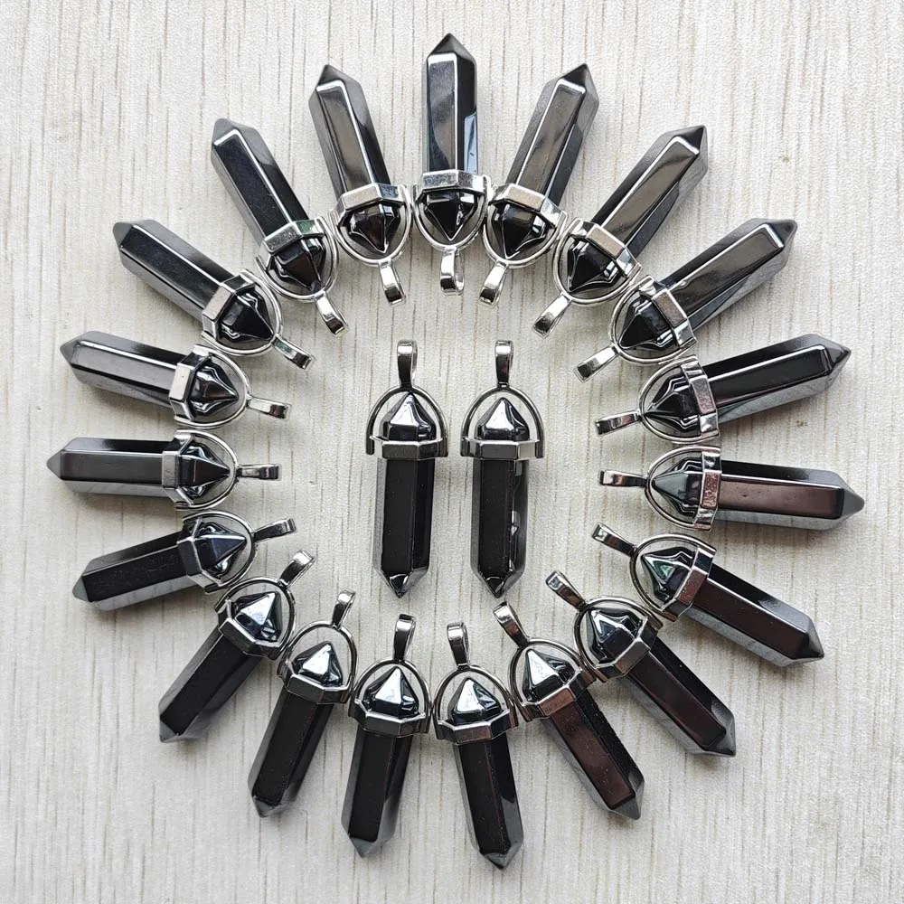 

Natural Hematite stone Fashion point pillar pendulum pendants for jewelry making necklaces Wholesale 24pcs/lot free shipping