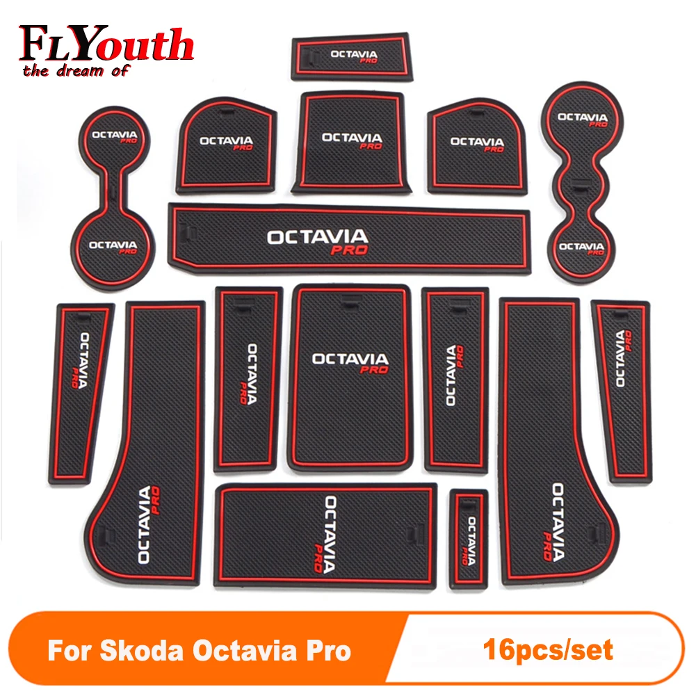 16pcs/set Car Door Groove Mat Auto Anti Slip Cup Mat Non Slip Door Gate