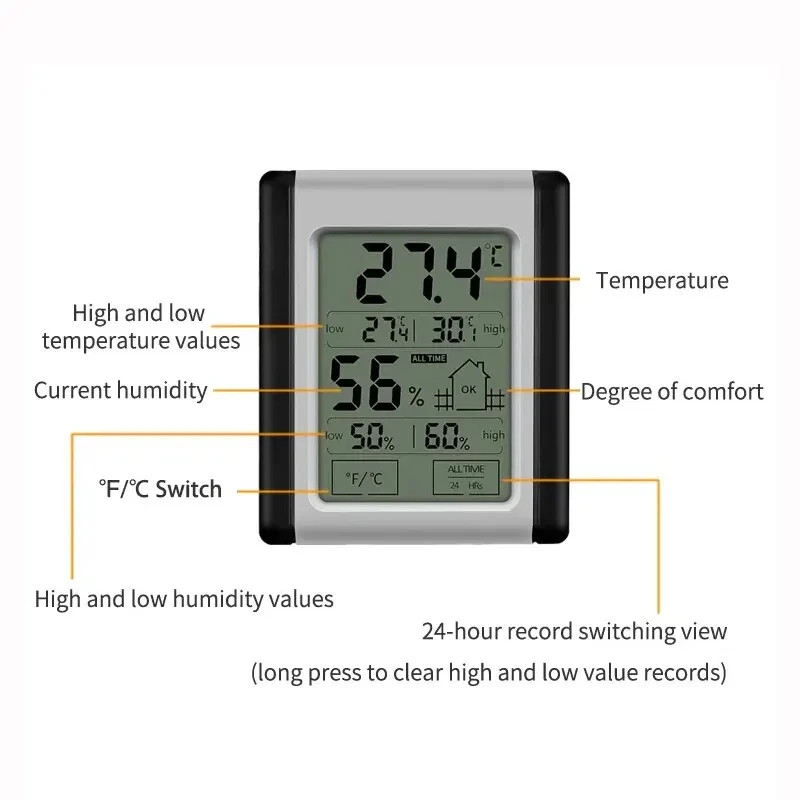 2.4" LCD IP65 Waterproof Thermohygrometer for Greenhouses - Data Export for Plant Growth 4