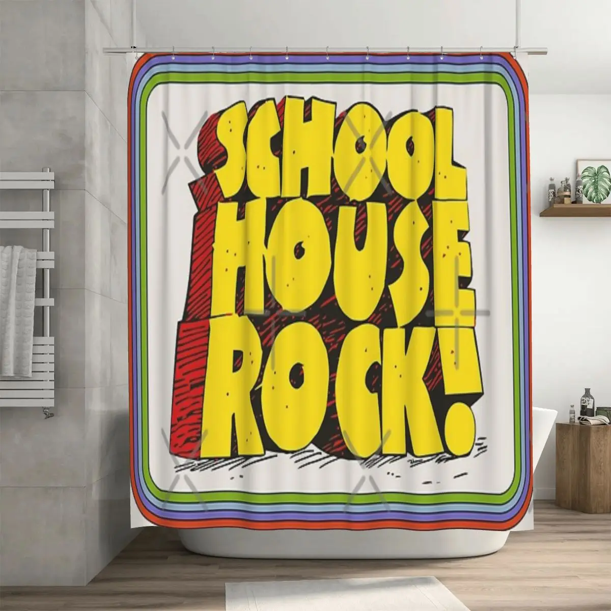 

Школьный домик Rock 70s ретро занавеска для душа 72x72 дюйма с крючками DIY шаблон подарок любимому